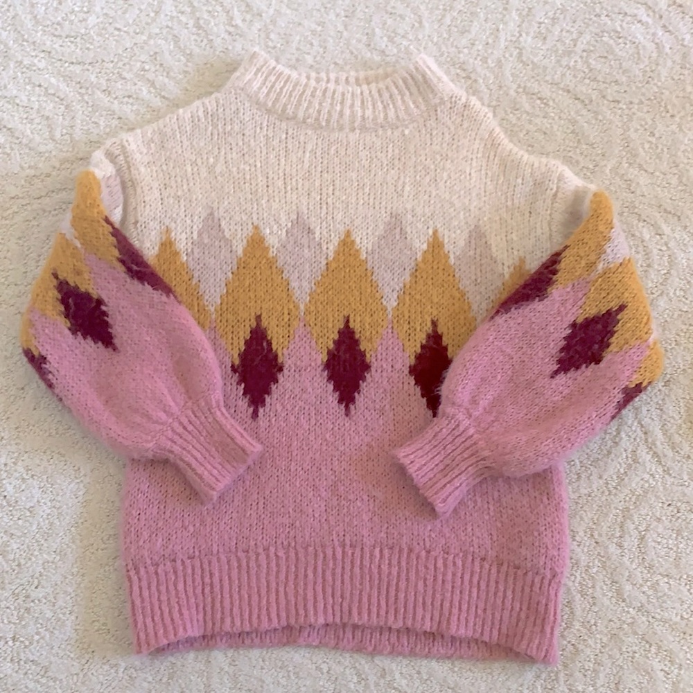 ZARA Knitwear Girls Argyle Pullover Sweater